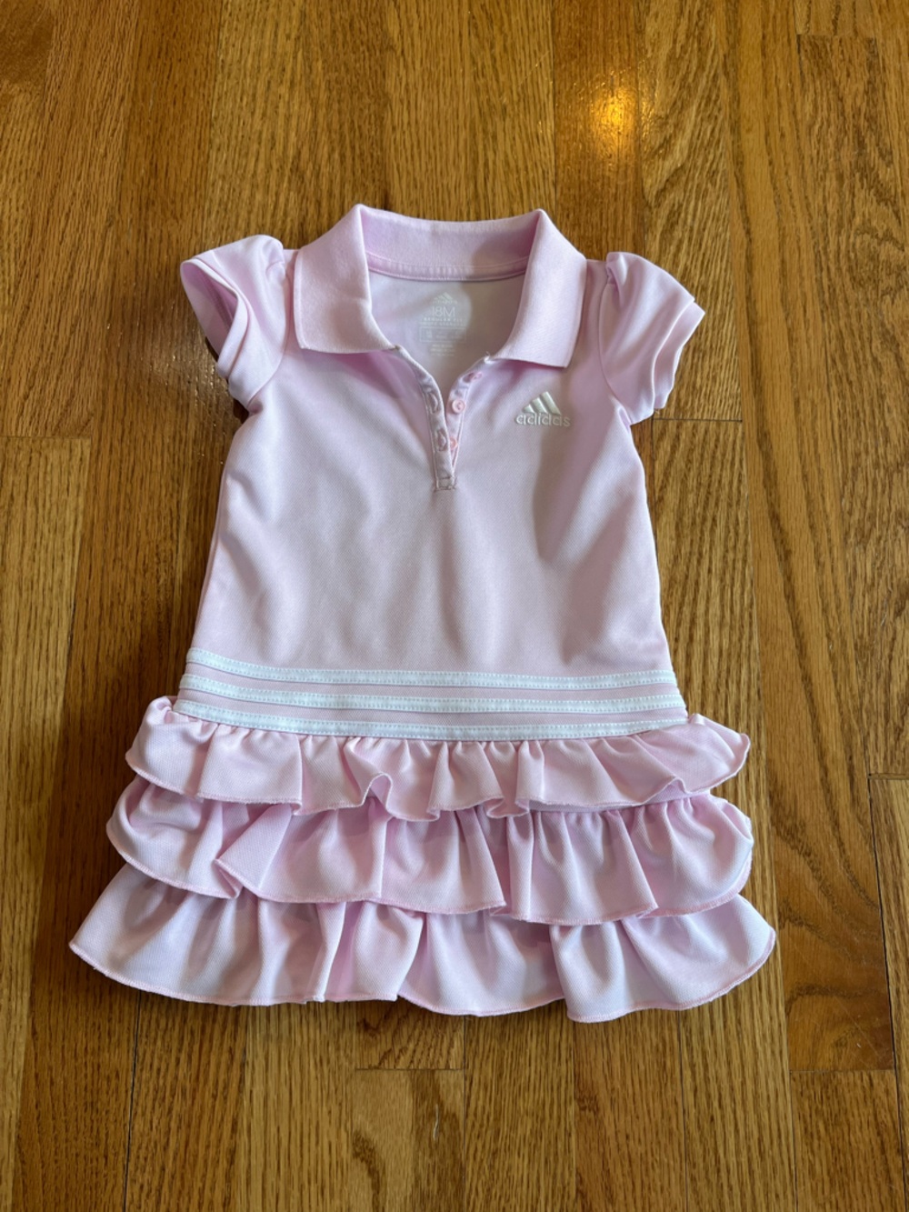 Adidas Short Sleeve Ruffle Polo Dress Pink Size 18 Months